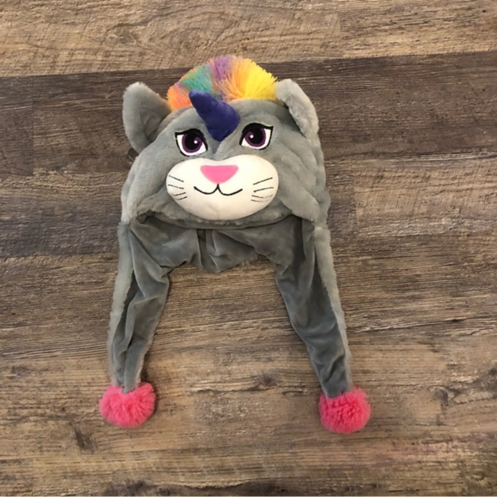 Kids fuzzy cat hat plush